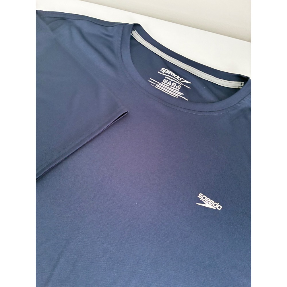 Speedo Mens XXL Navy Blue Short Sleeve Performance Swim Shirt 7748507